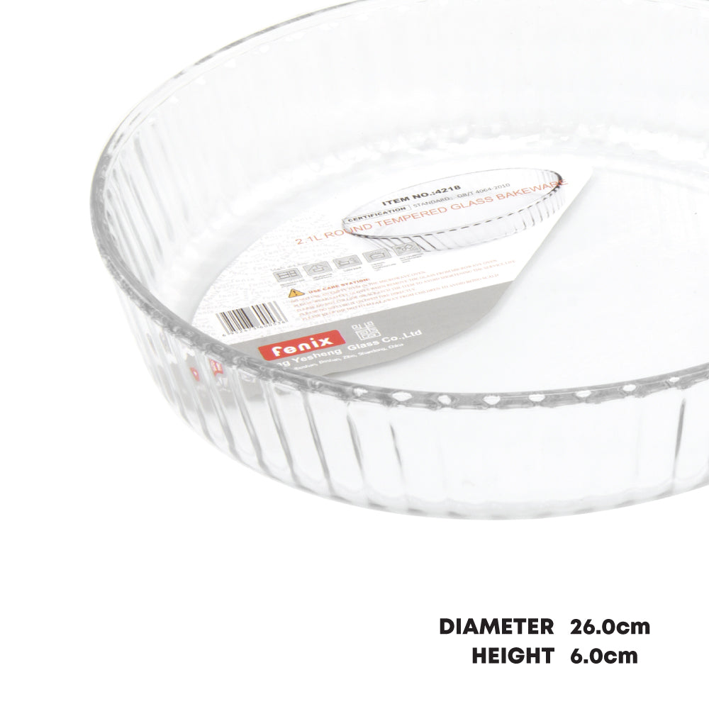 Durane Round Tempered Glass Flan Tray