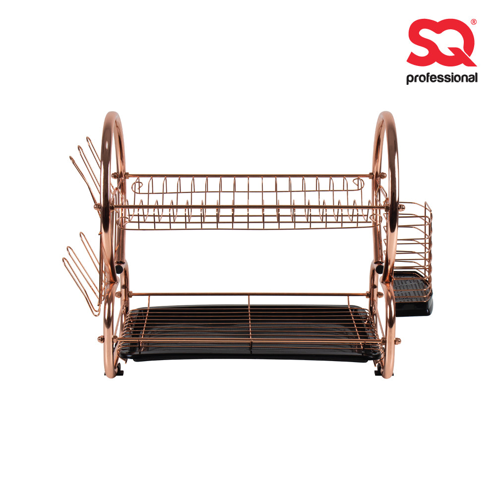 SQ Professional Stainless Steel 2-Tier Dish Rack with a Draining Tray
