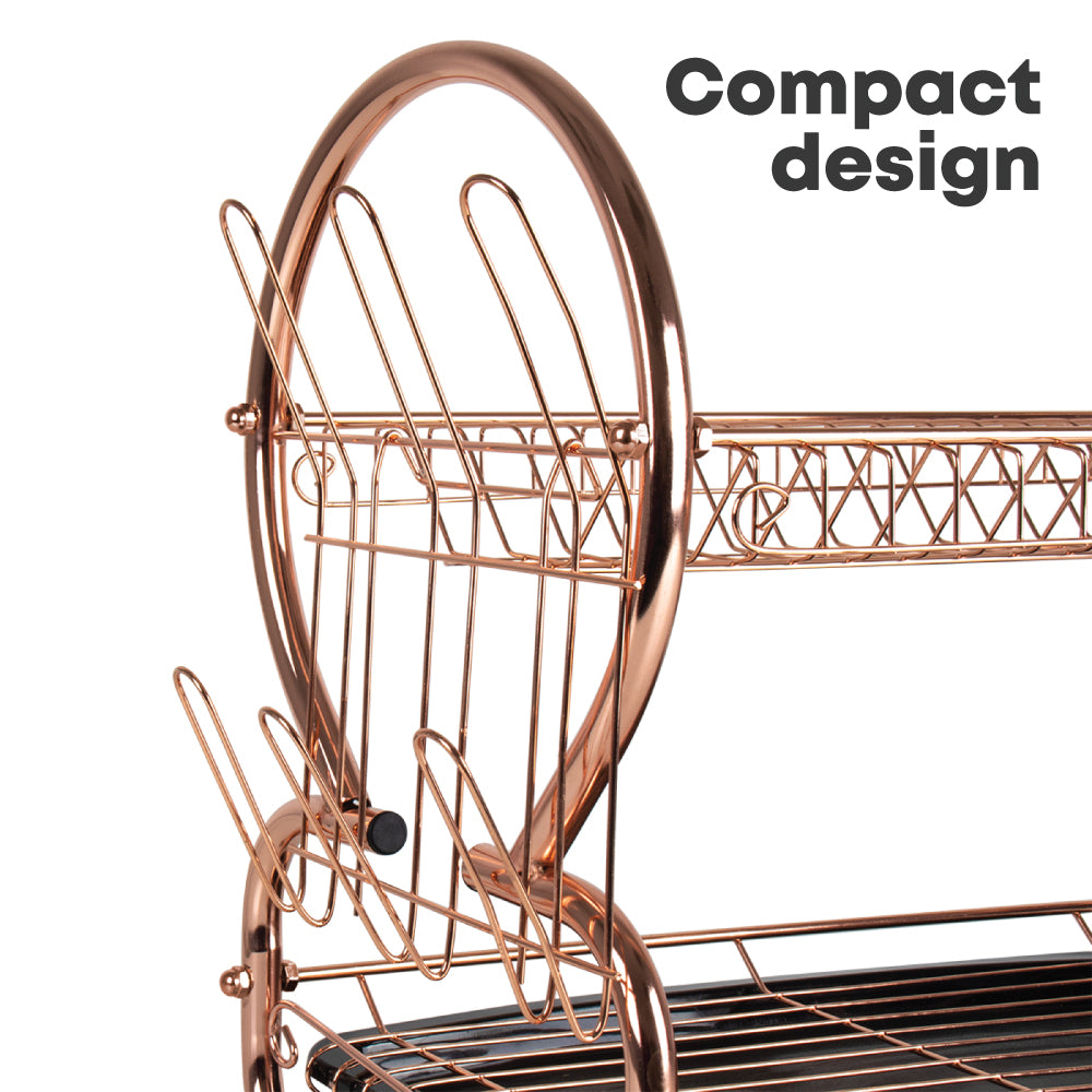 SQ Professional Stainless Steel 2-Tier Dish Rack with a Draining Tray