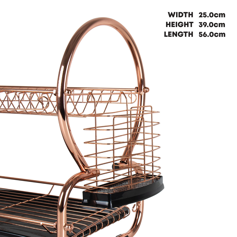 SQ Professional Stainless Steel 2-Tier Dish Rack with a Draining Tray