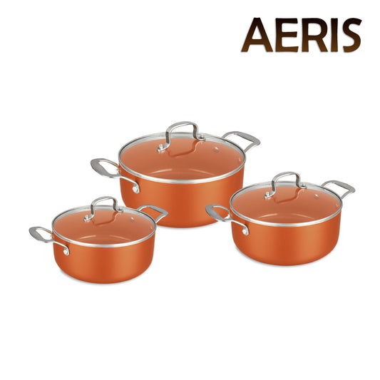 SQ Professional Aeris Copper Non Stick Casserole Set 3pc