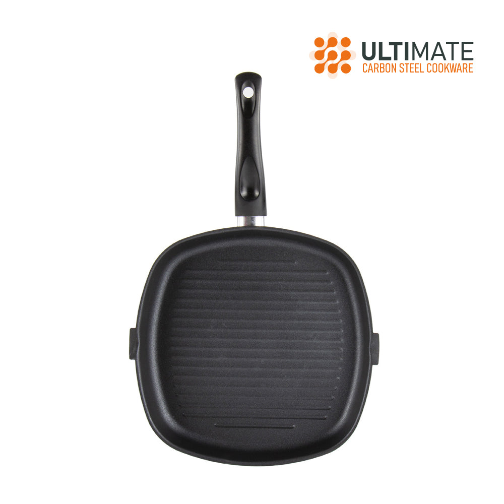 SQ Professional Ultimate Carbon Steel Grill Pan Square/28cm - www.bargainshack.co.uk