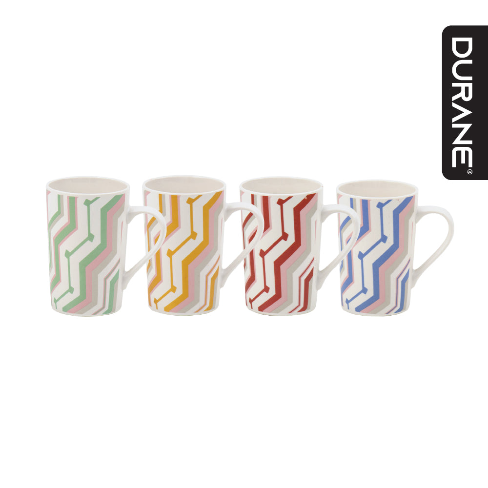 Durane Zig Zag 400ml Ceramic Mug 4pc Set