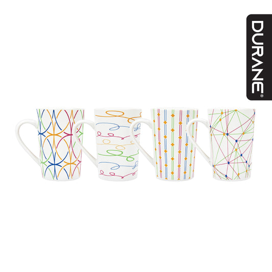 Durane Geometry 400ml Ceramic Mug 4pc Set
