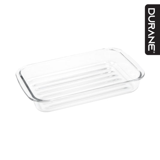 Durane Rectangular Tempered Glass Ribbed Roaster