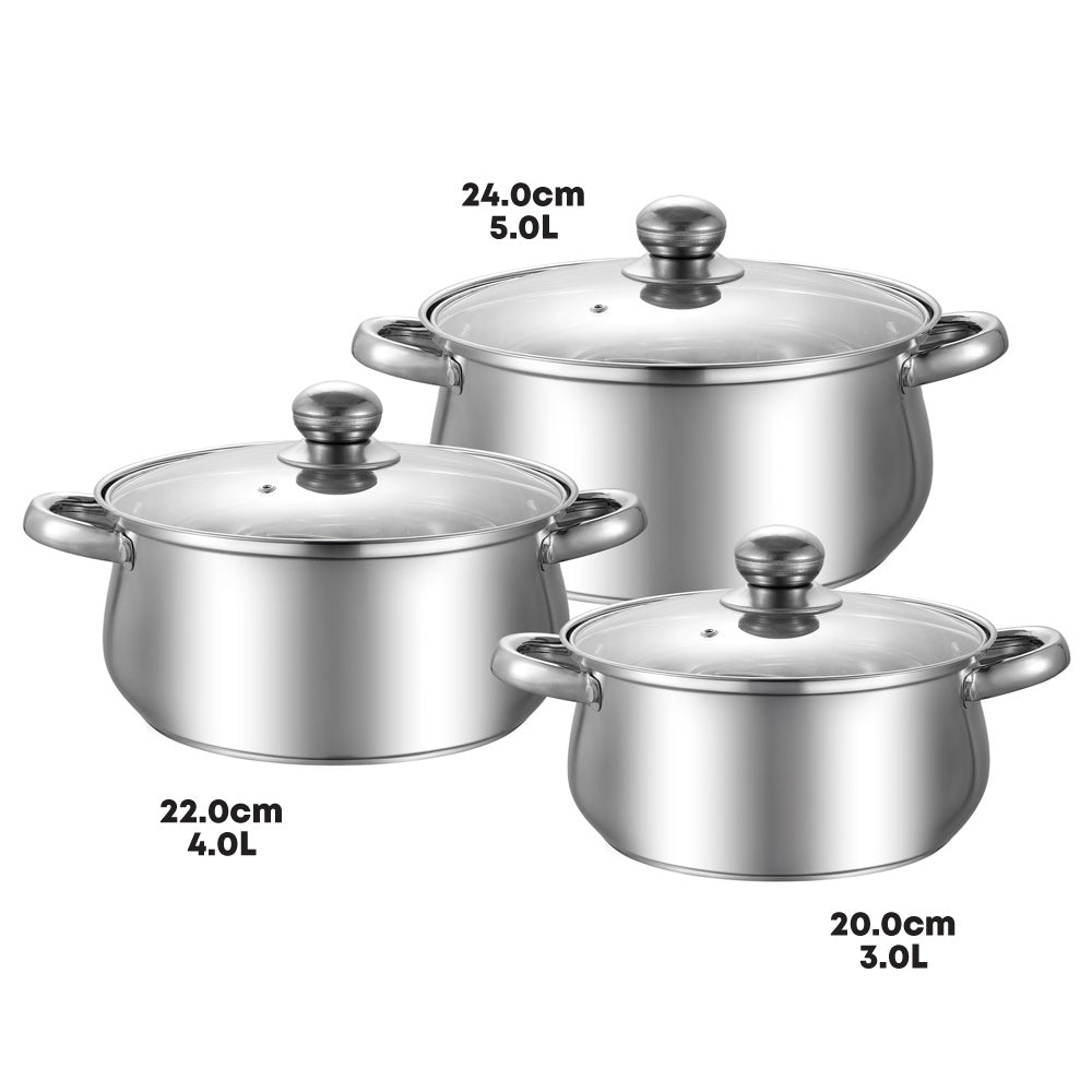 Lustro Stainless Steel Stockpot 3pc Set