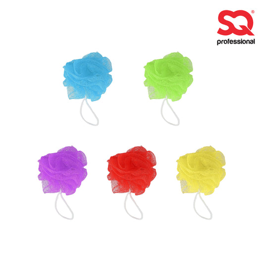 SQ Professional Mesh Bath Sponge 5pc Set Assorted Multi-colour