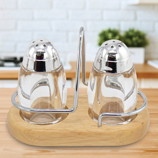 SQ Professional Salt and Pepper Shaker with Wooden Holder