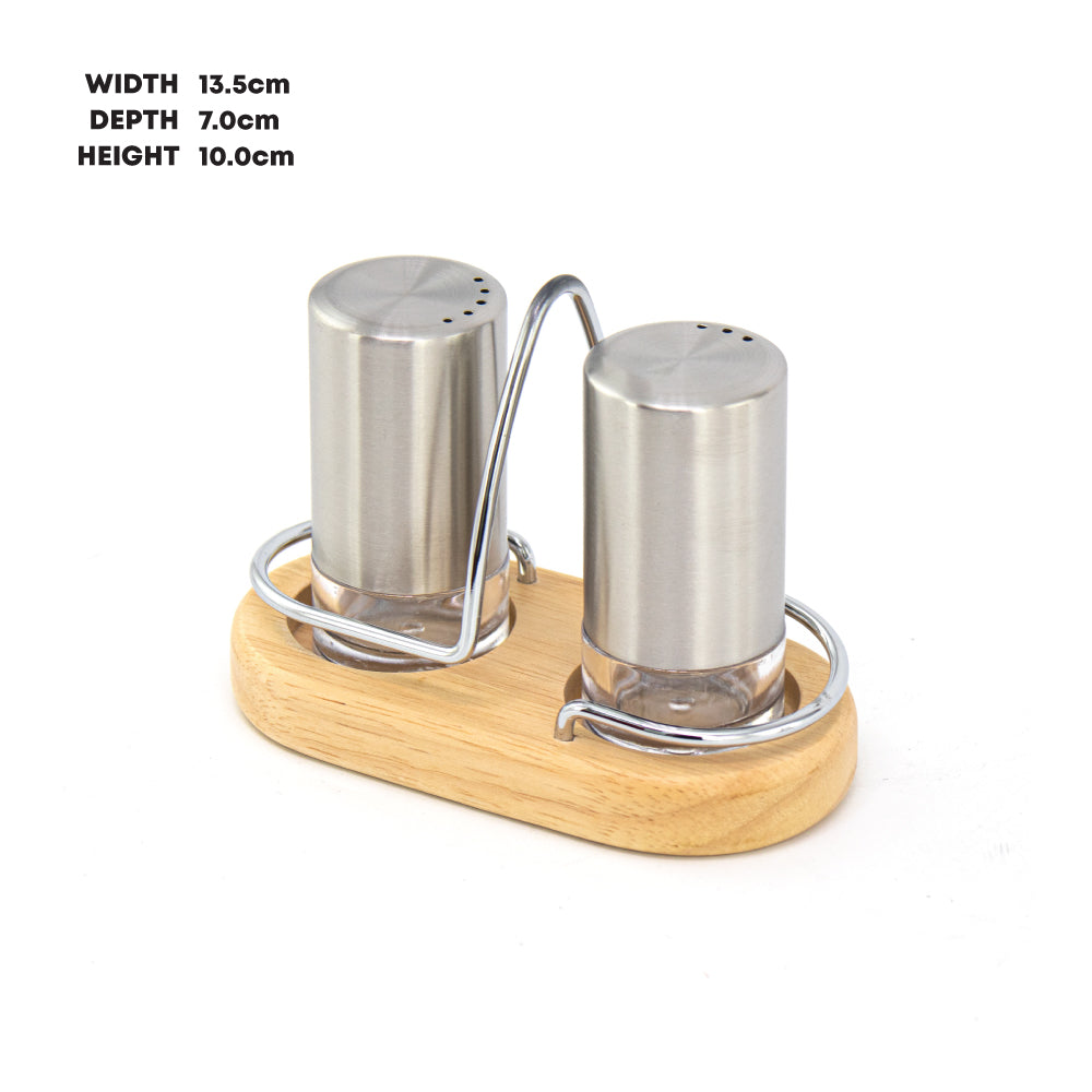 SQ Professional Salt and Pepper Shaker with Wooden Holder