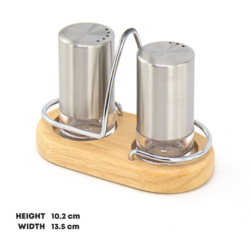 SQ Professional Salt and Pepper Shaker with Wooden Holder