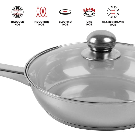 Lustro Stainless Steel Frying Pan with Lid