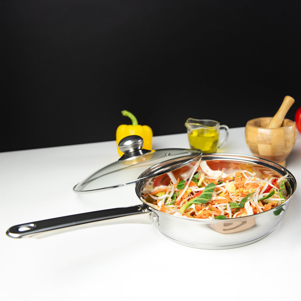 Lustro Stainless Steel Frying Pan with Lid