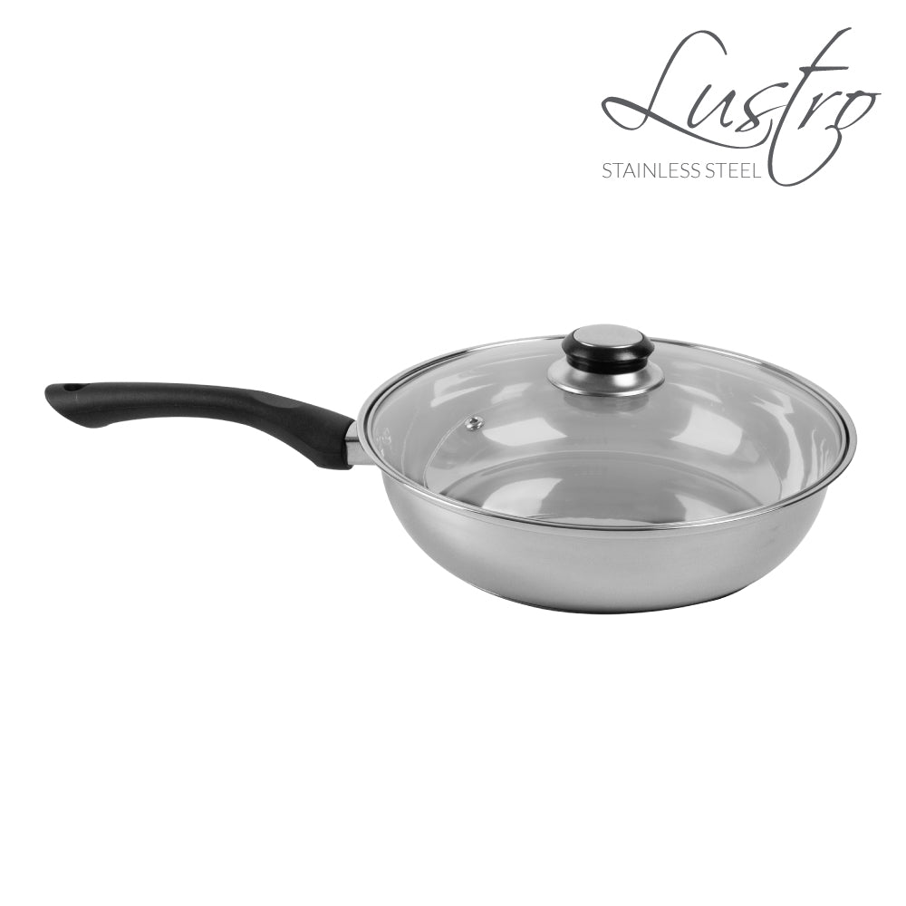 Lustro Stainless Steel Frying Pan with Lid