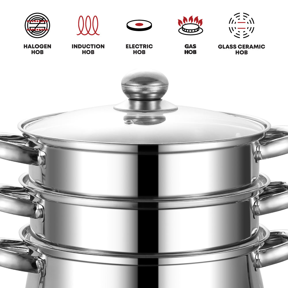 Lustro Stainless Steel 3-tier Steamer