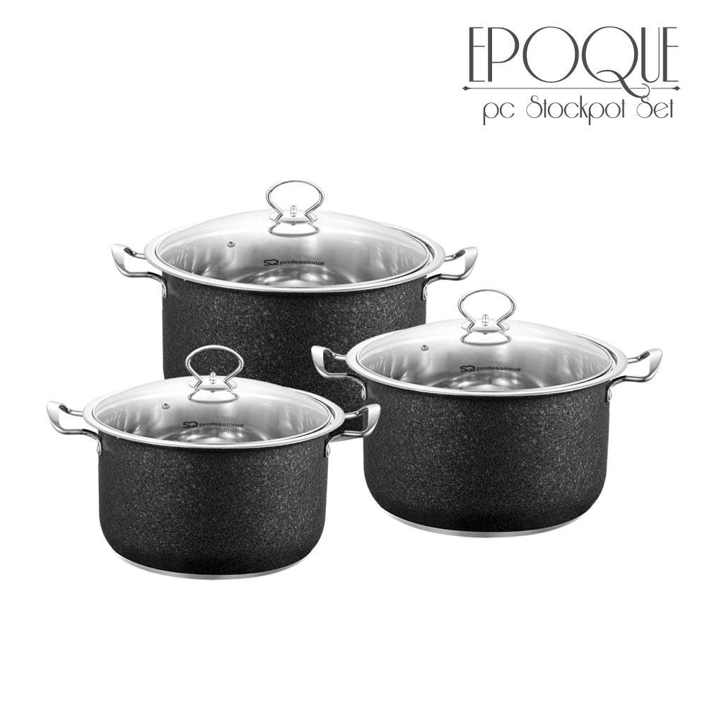 SQ Professional Epoque Stainless Steel Stockpot 3pc Set