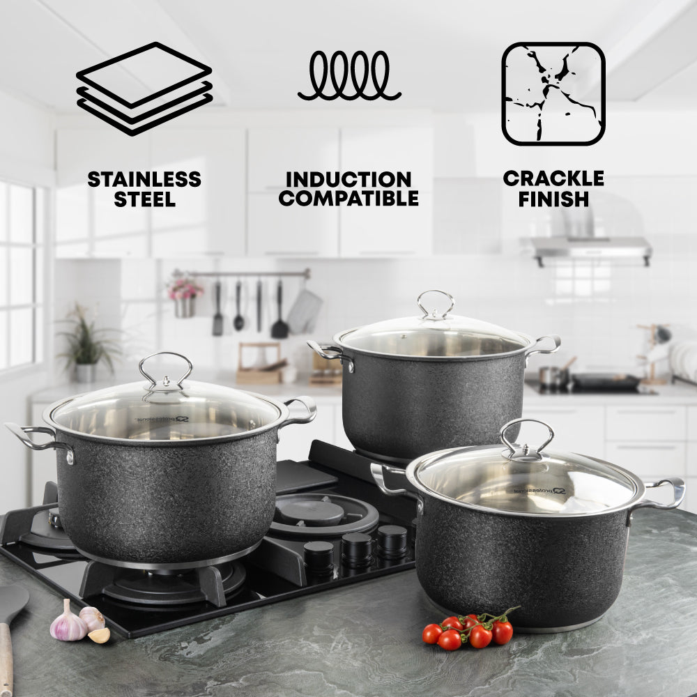 SQ Professional Epoque Stainless Steel Stockpot 3pc Set