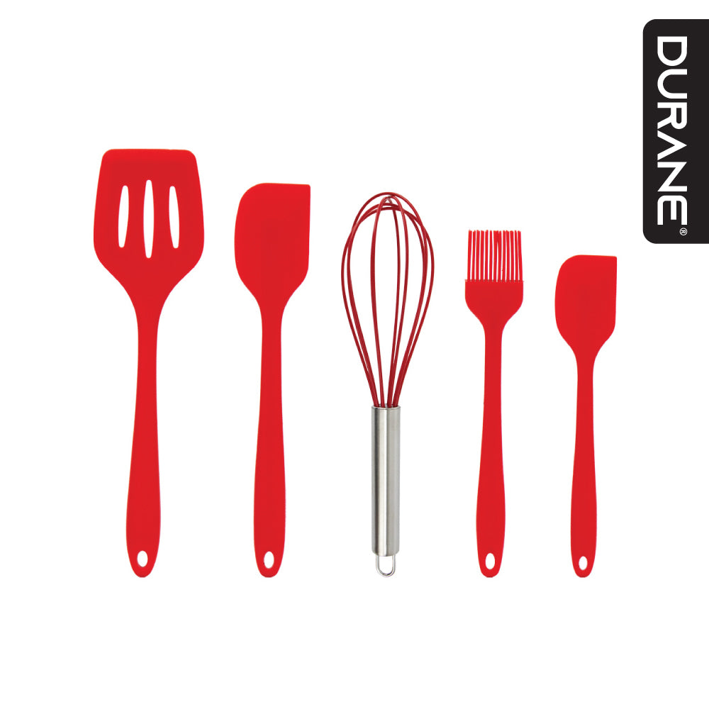 Durane Silicone Utensil Set 5pc Silicone/Stainless Steel Handle