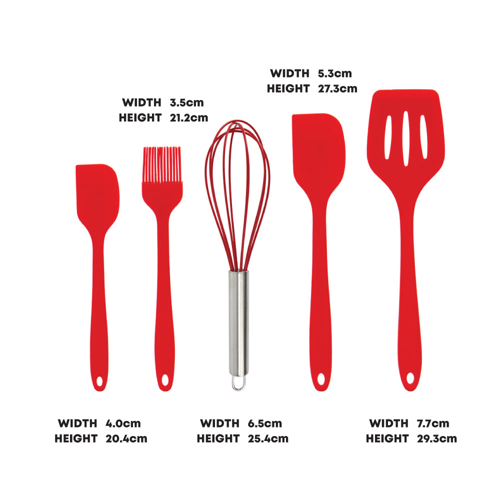 Durane Silicone Utensil Set 5pc Silicone/Stainless Steel Handle