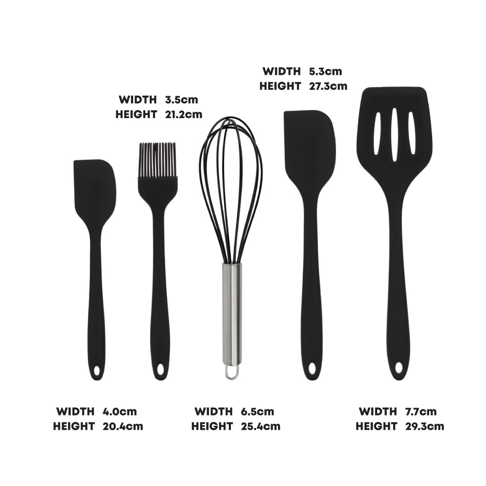 Durane Silicone Utensil Set 5pc Silicone/Stainless Steel Handle