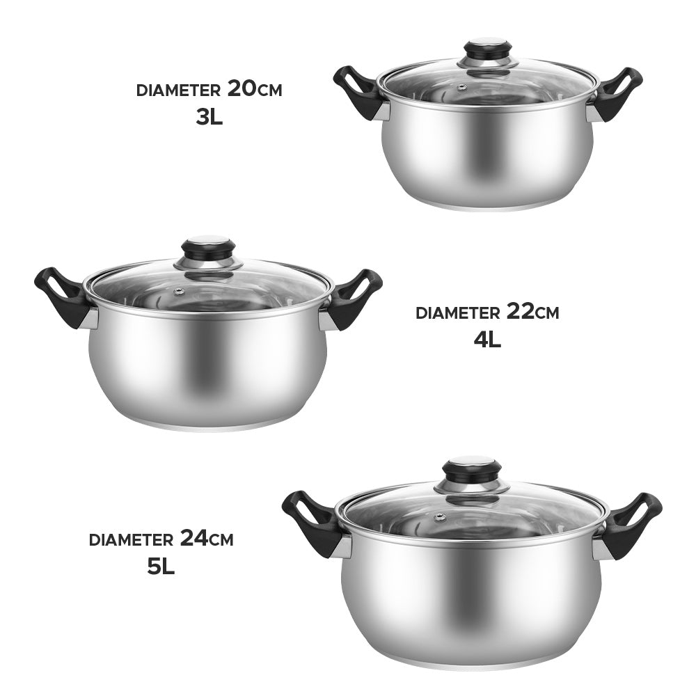 Lustro Stainless Steel Stockpot 3pc Set