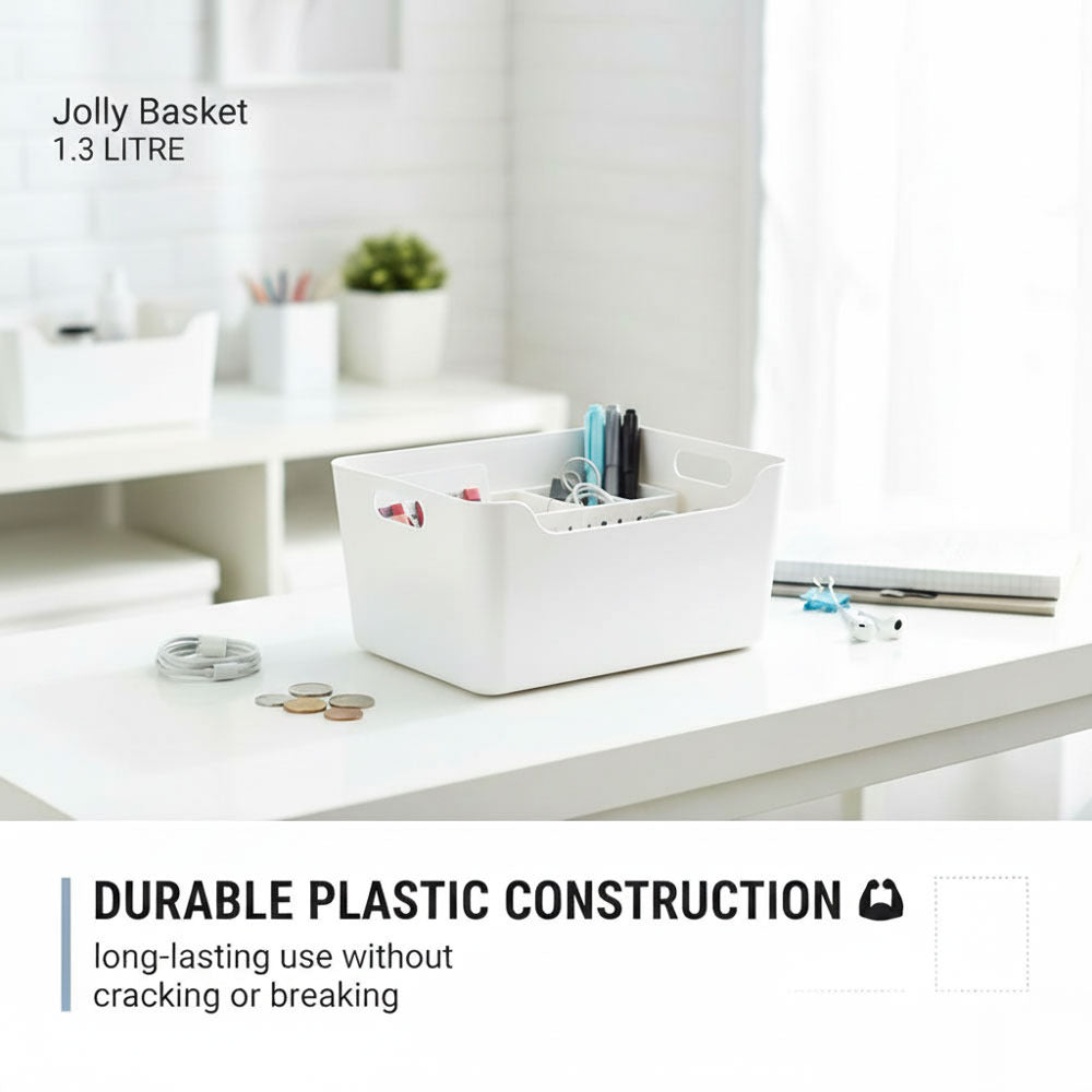 Plastic Storage Basket - White