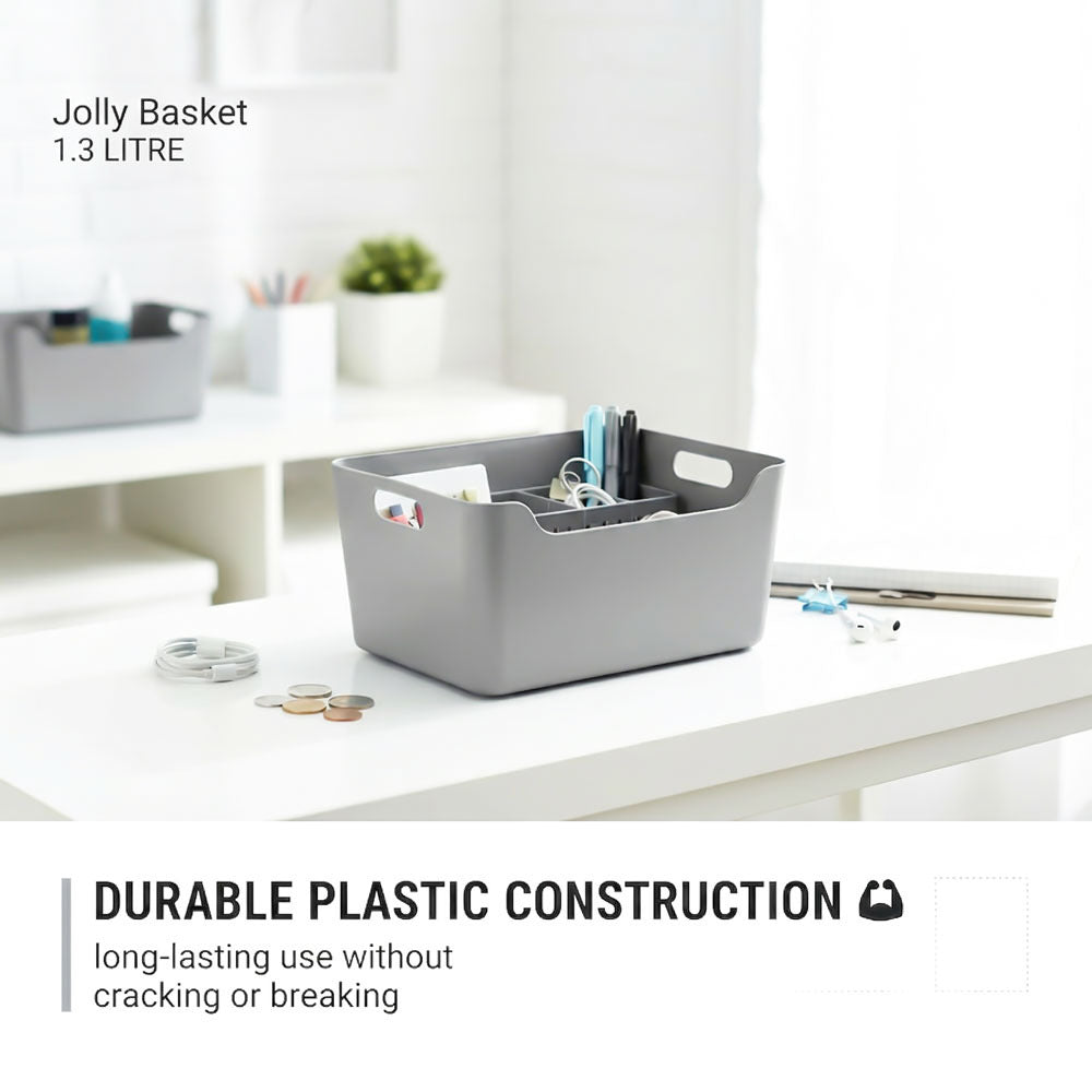Plastic Storage Basket - Grey
