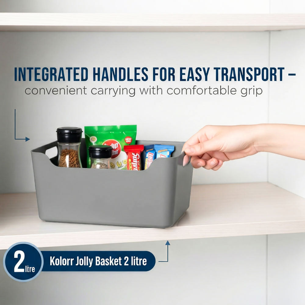 Plastic Storage Basket - Grey