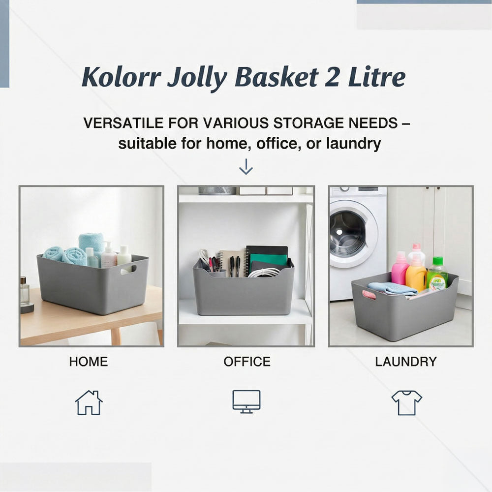 Plastic Storage Basket - Grey