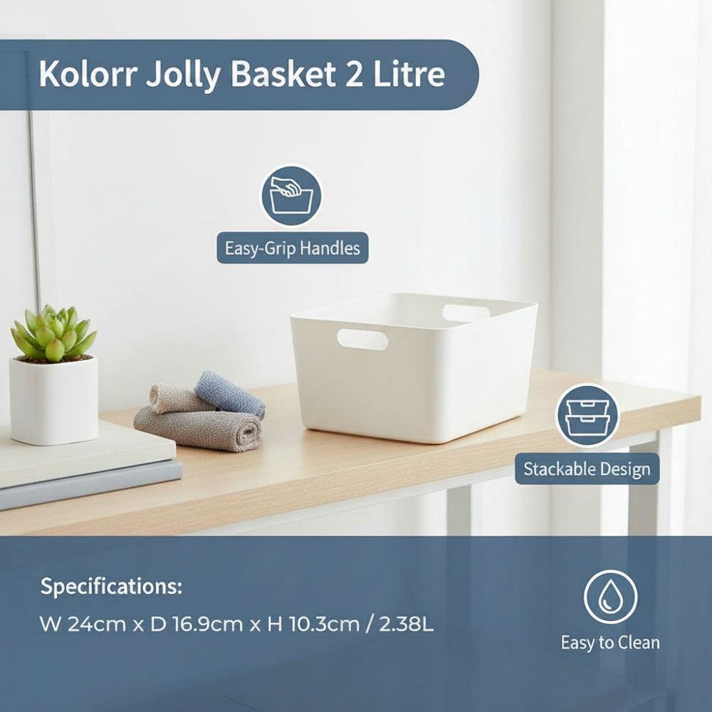 Plastic Storage Basket - White
