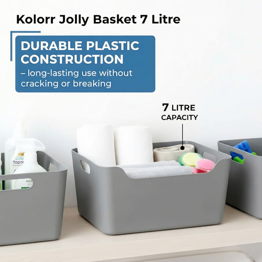 Plastic Storage Basket - Grey
