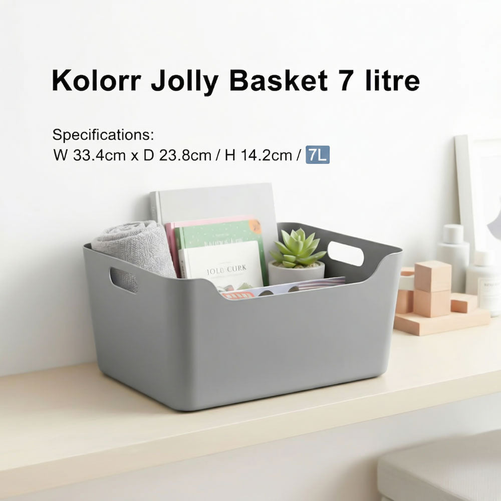 Plastic Storage Basket - Grey