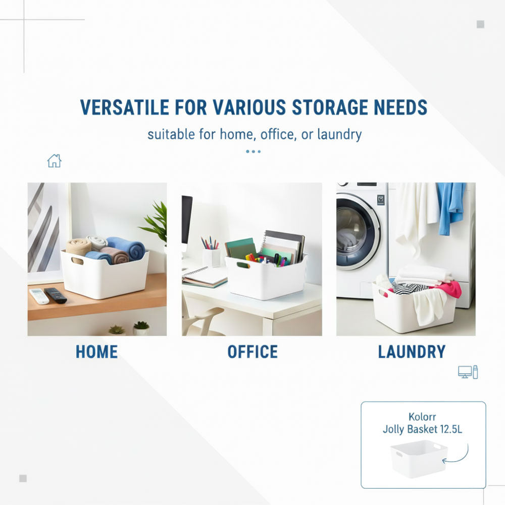 Plastic Storage Basket - White