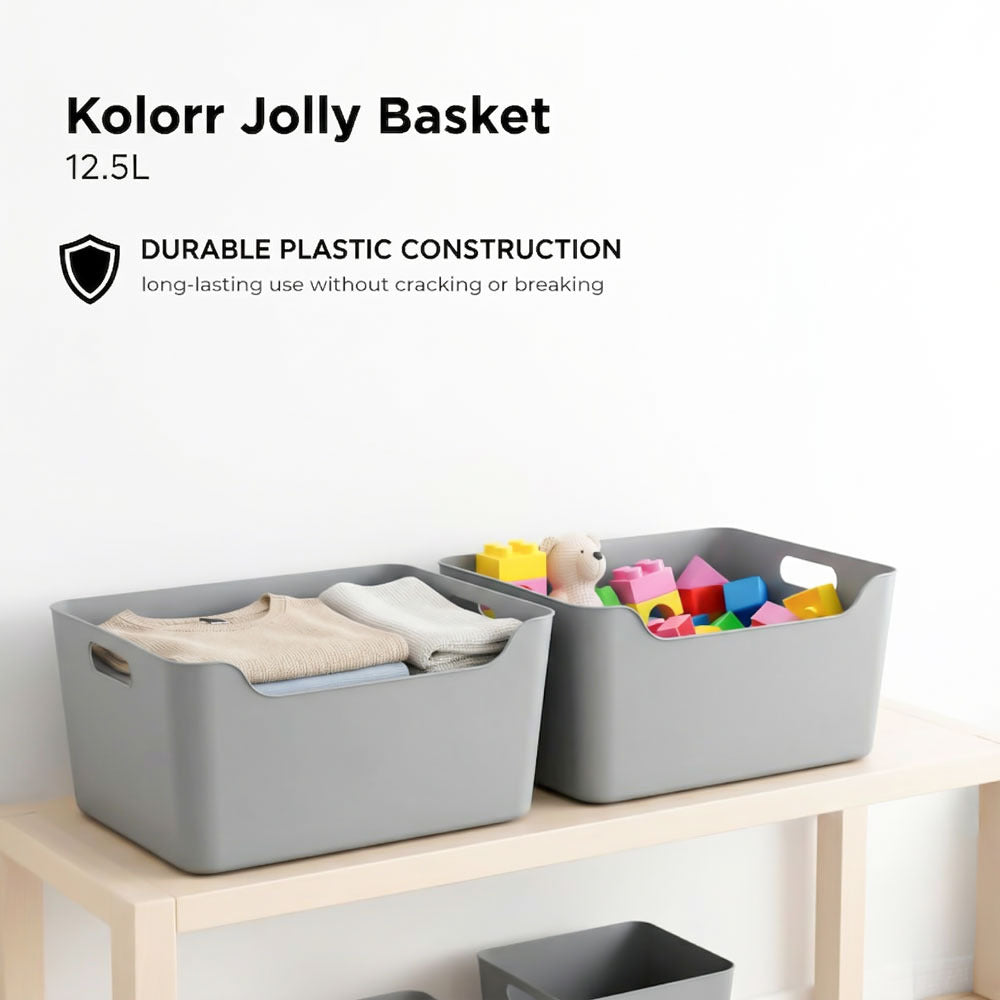 Plastic Storage Basket - Grey