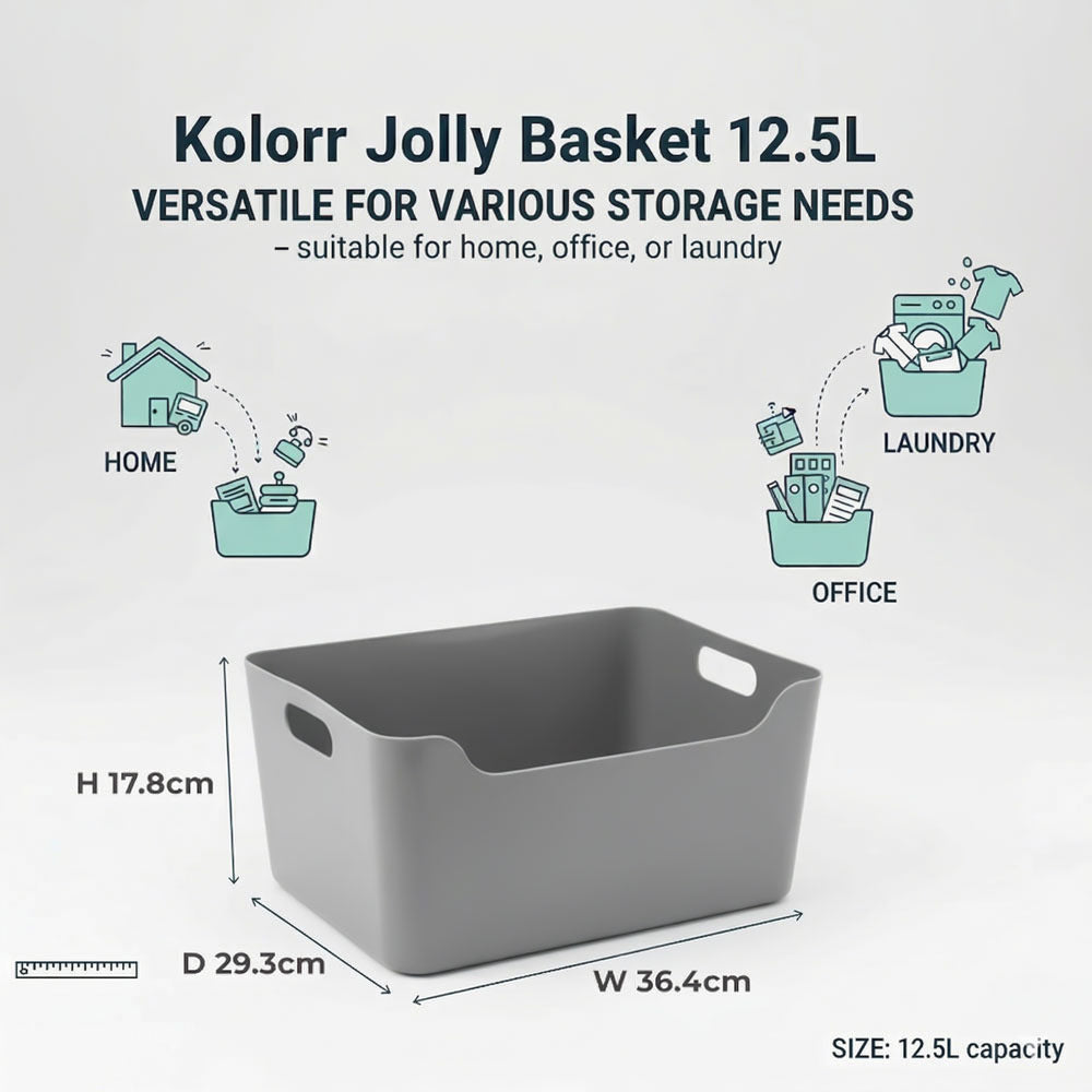 Plastic Storage Basket - Grey