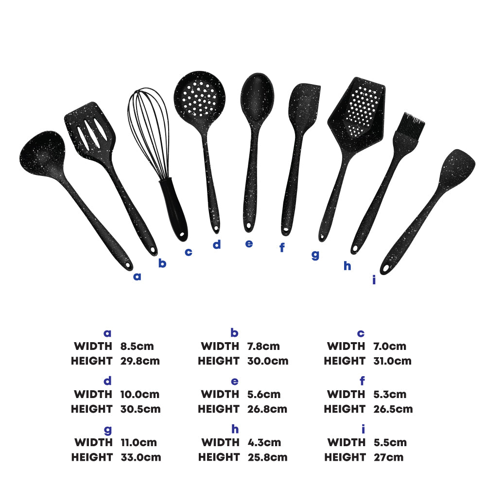 SQ Professional Speckled Silicone Kitchen Utensil 9pcs Set