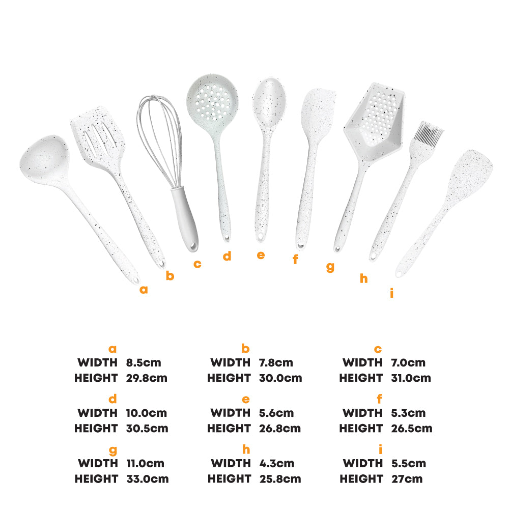 SQ Professional Speckled Silicone Kitchen Utensil 9pcs Set