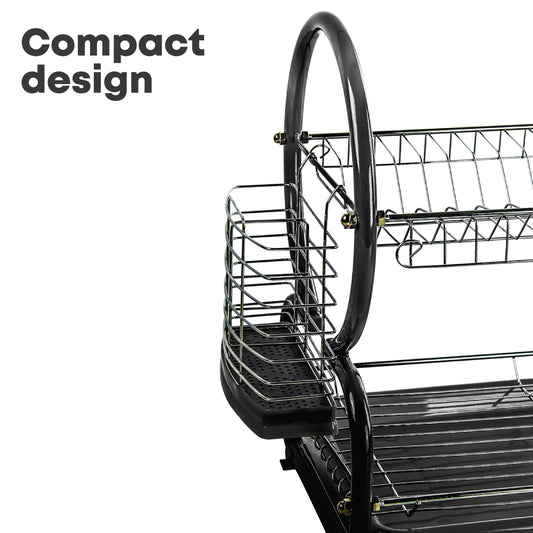 SQ Professional Stainless Steel 2-Tier Dish Rack with a Draining Tray