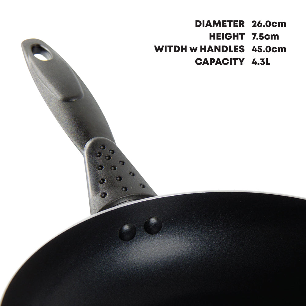 SQ Professional Una-Non Stick Wok with Long Handle