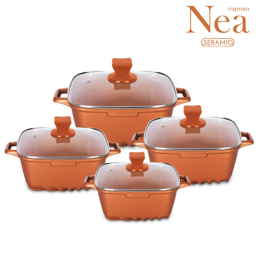 SQ Professional Nea Seramiq Square Stockpot Set 4pc/ Cuprum