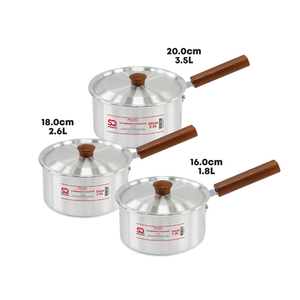 SQ Professional Galaxis Aluminium Saucepan Set 3pc/ Pavo