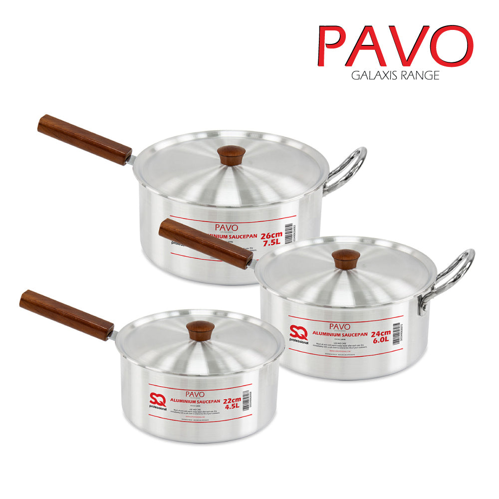 SQ Professional Galaxis Aluminium Saucepan Set 3pc/ Pavo