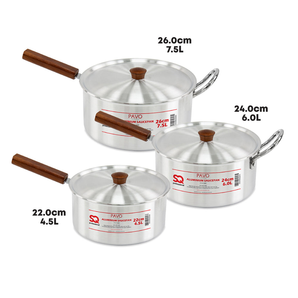 SQ Professional Galaxis Aluminium Saucepan Set 3pc/ Pavo