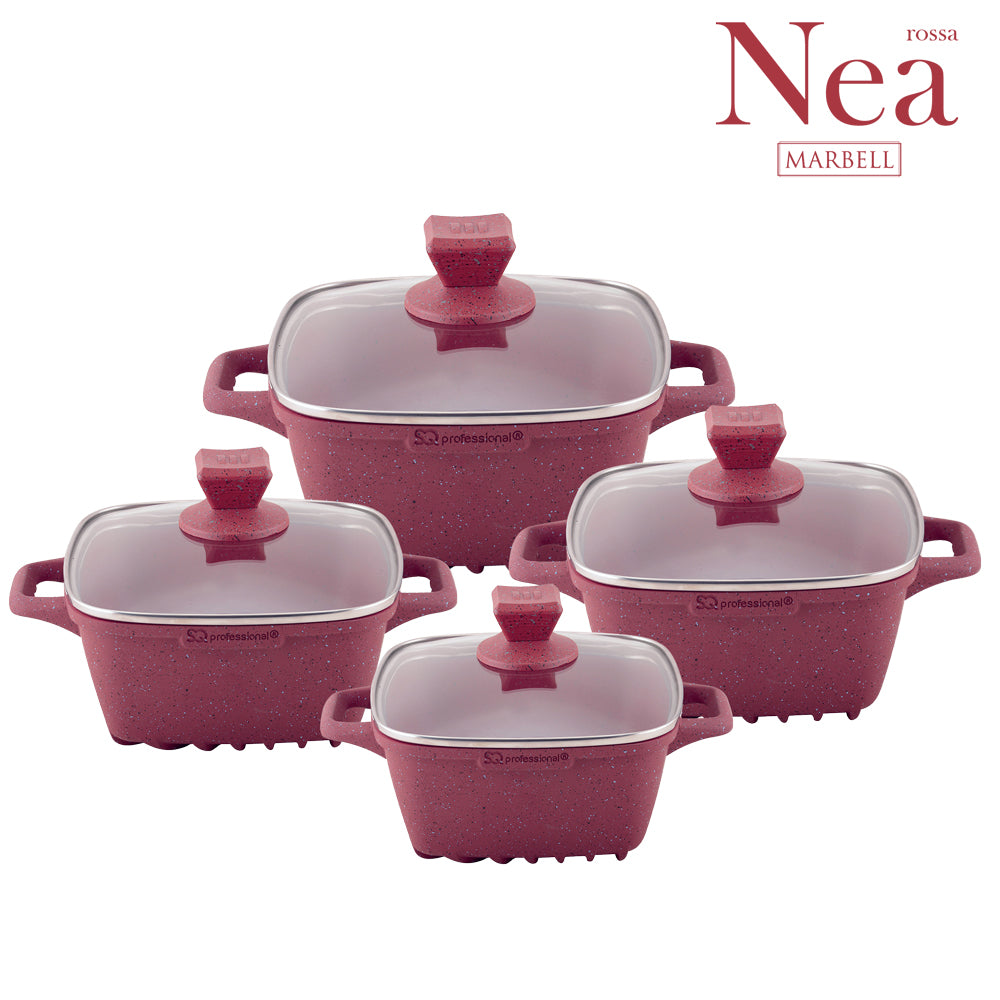 SQ Professional Nea Marbell Square Stockpot Set 4pc