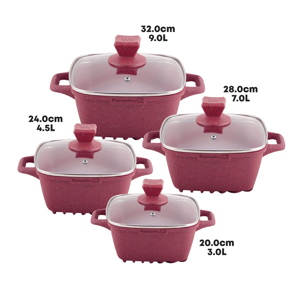 SQ Professional Nea Marbell Square Stockpot Set 4pc