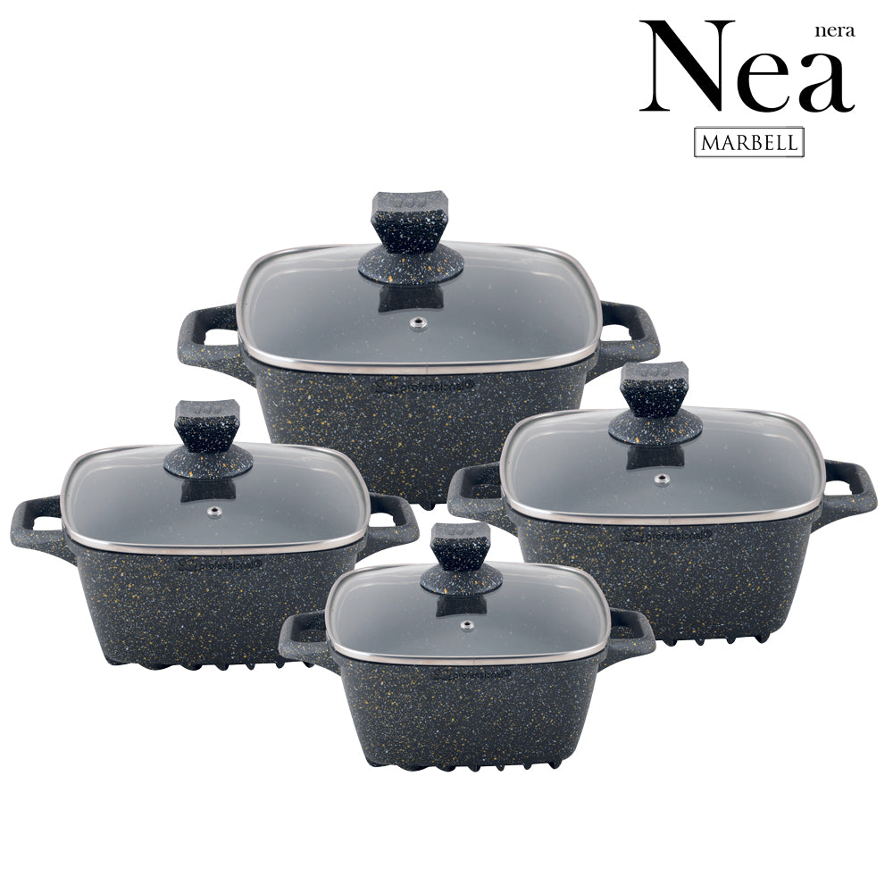 SQ Professional Nea Marbell Square Stockpot Set 4pc