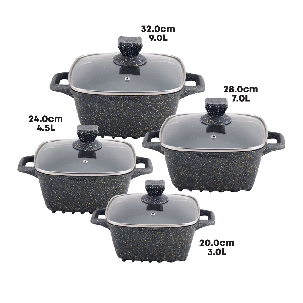 SQ Professional Nea Marbell Square Stockpot Set 4pc