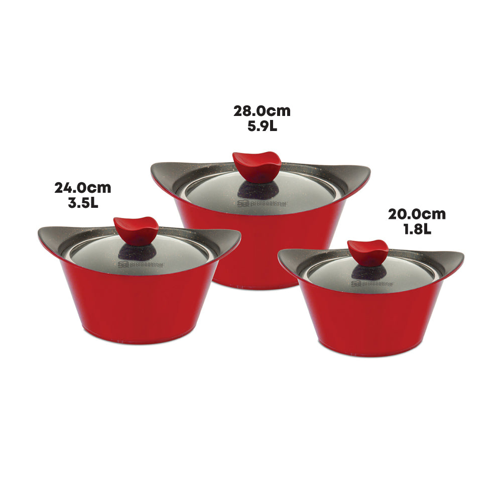 SQ Professional Caia Die-Cast Stockpot Set 3pc