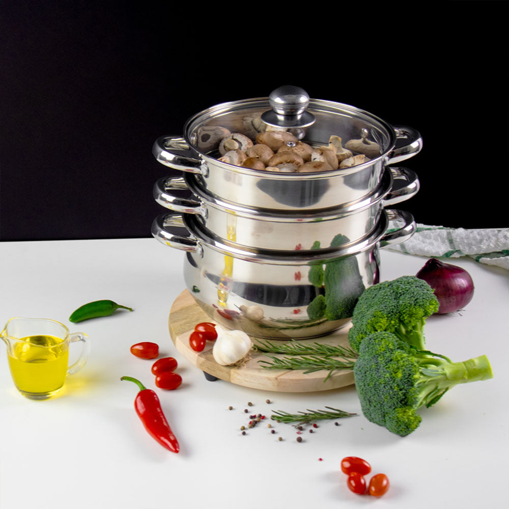 Lustro Stainless Steel 3-tier Steamer