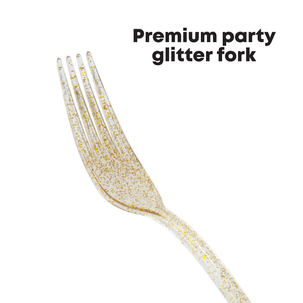 Durane Premium Party Cutlery Gold Glitter 20pc