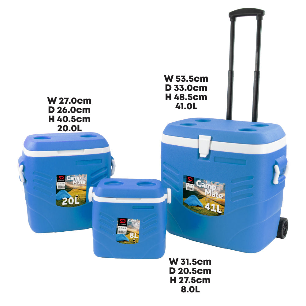 SQ Professional CampMate Ice Chest with Wheels Set 3pc